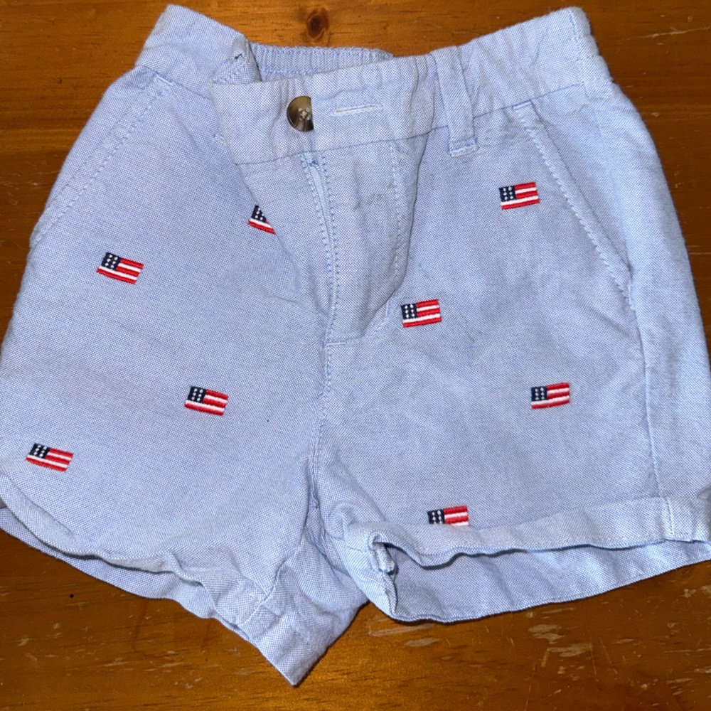Janie and Jack Blue American Flag Shorts 12-18M